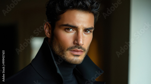 Portrait of a Handsome Man with a Serious Expression