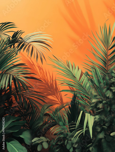 tropical plants, palm leaves, monstera leaves, exotic plants, jungle plants,