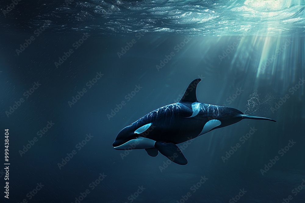 Obraz premium Fantastically beautiful majestic huge whale in ocean