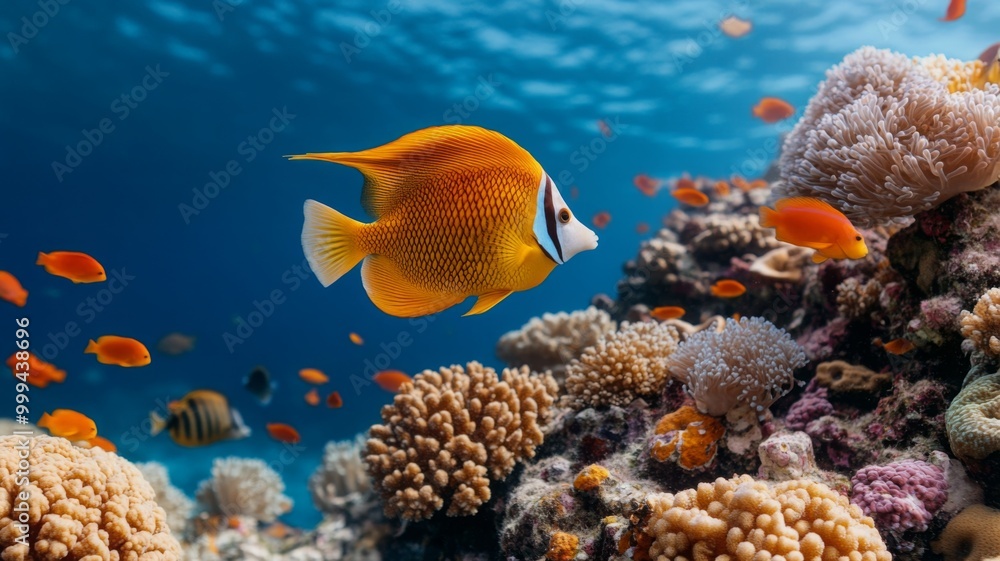 Vibrant Fish Swimming Among Coral Reefs in the Ocean Vibrant Fish Swimming Among Coral Reefs in the Ocean