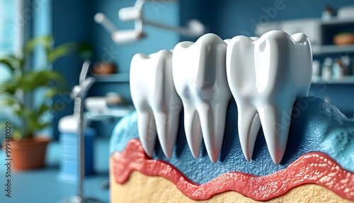 Infographic showcasing full recovery process from periodontic treatment with a clean design in blue and white digital illustration photo