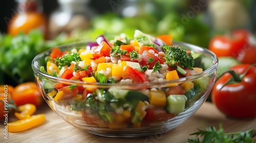 Colorful fresh vegetable salad in a bowl