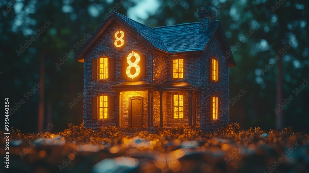 Enchanted House with Number Eight at Dusk Enchanted House with Number Eight at Dusk