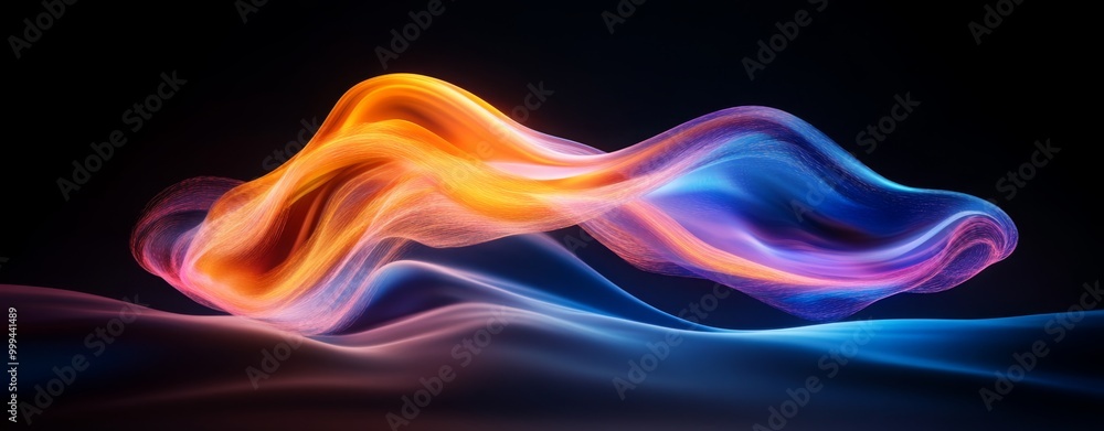 Colorful Abstract Waves on Black Background Colorful Abstract Waves on Black Background