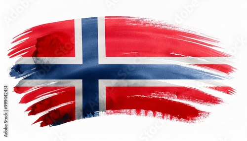 水彩画のノルウェーの国旗(Watercolor Norway flag.)
