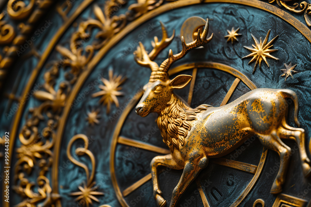 Fototapeta premium Astrological composition with concept of Deer zodiac sign symbol