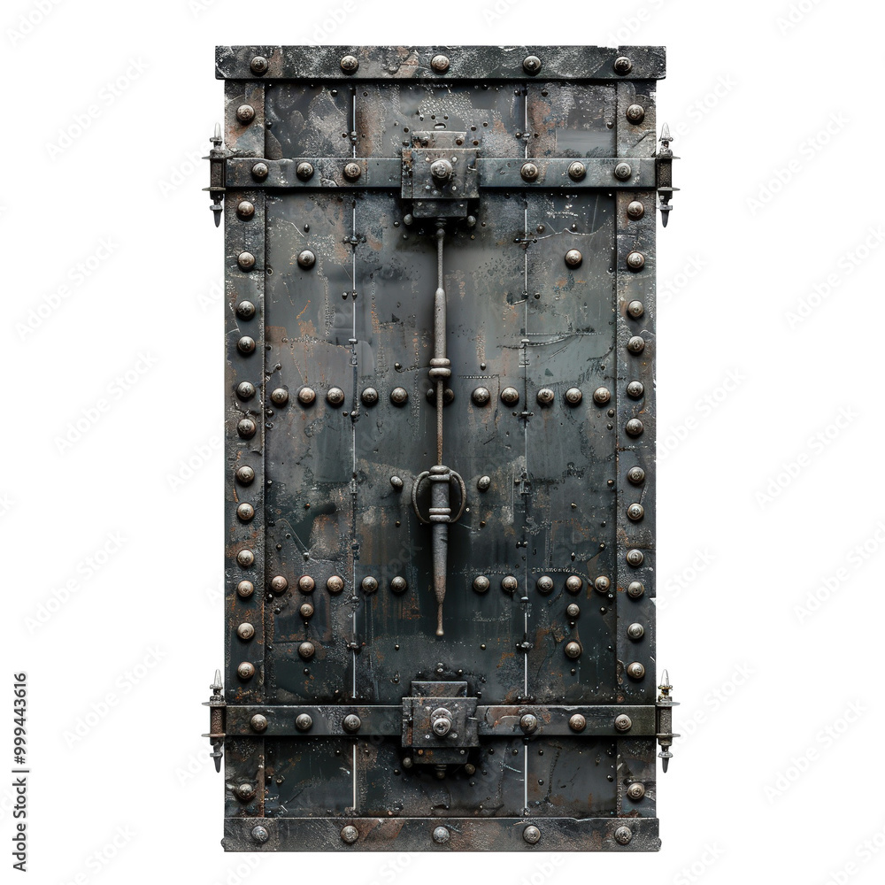 Reinforced Security Door with Architectural Details on Transparent Background Reinforced Security Door with Architectural Details on Transparent Background
