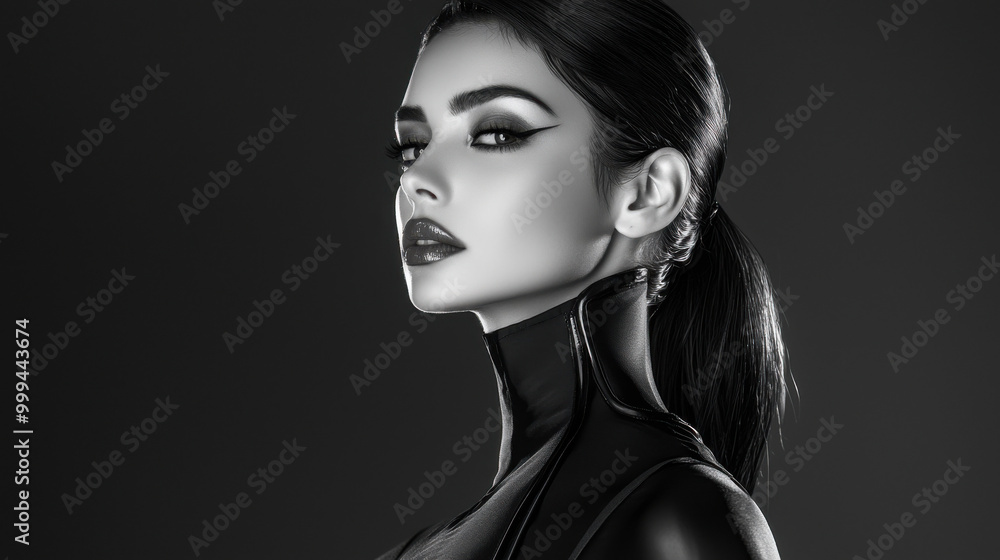 Fototapeta premium Beautiful Woman with Black and White Makeup