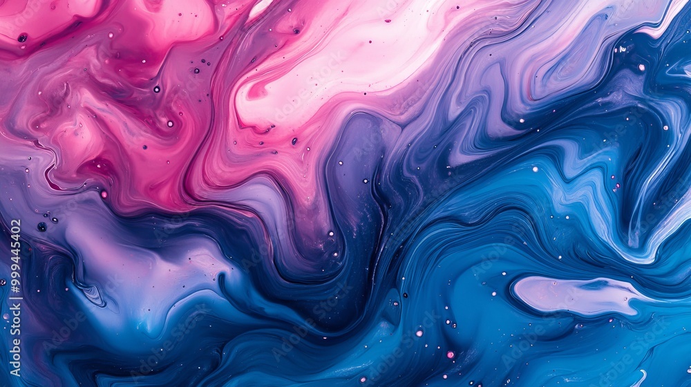 Vibrant abstract swirling patterns of pink and blue paint on canvas Vibrant abstract swirling patterns of pink and blue paint on canvas