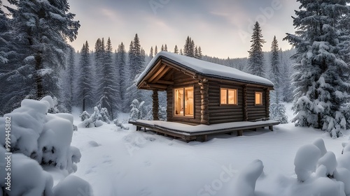 cabin with winter