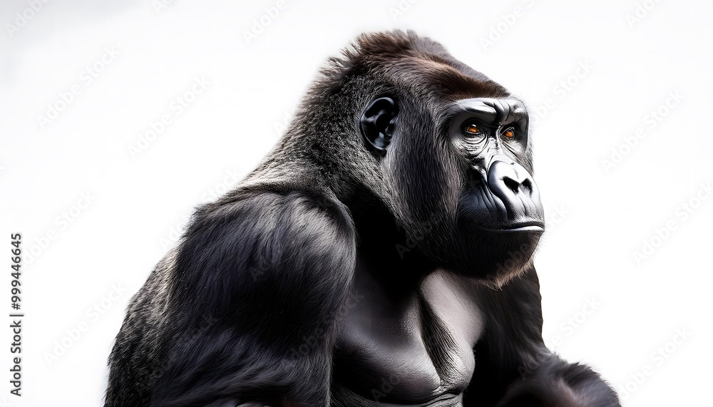 Obraz premium Gorillas silverback isolated. Great apes mammal from Africa