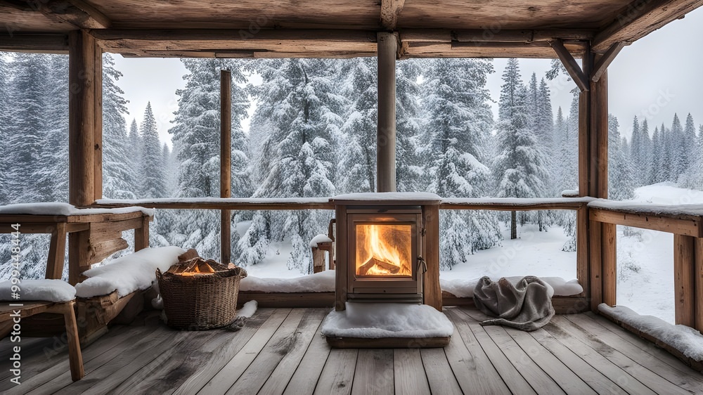 cabin with winter cabin with winter