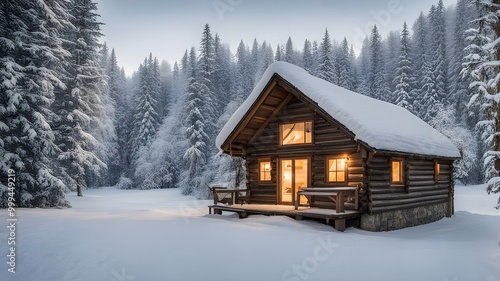 cabin with winter