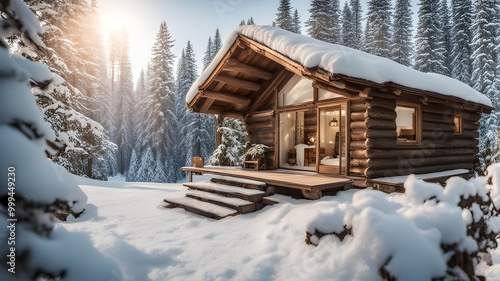 Wallpaper Mural cabin with winter Torontodigital.ca