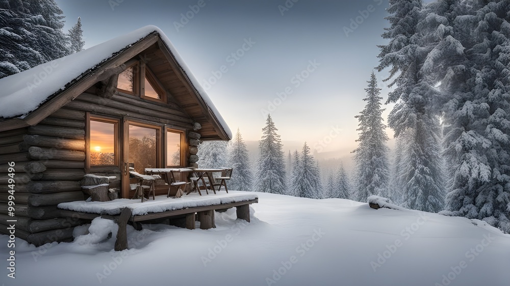 cabin with winter