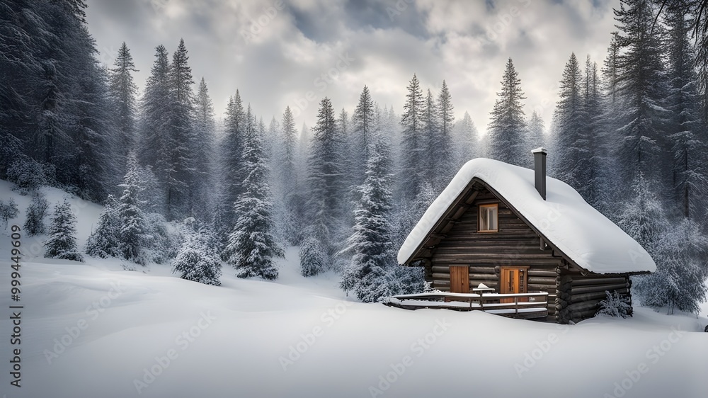 cabin with winter cabin with winter