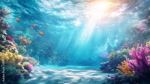 In this vibrant 4K wallpaper, the underwater scene bursts with color as coral reefs and tropical fish swim amidst