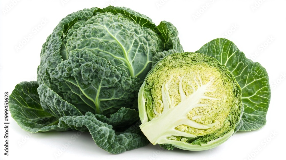 Fototapeta premium Savoy Cabbage Cut in Half Generative AI