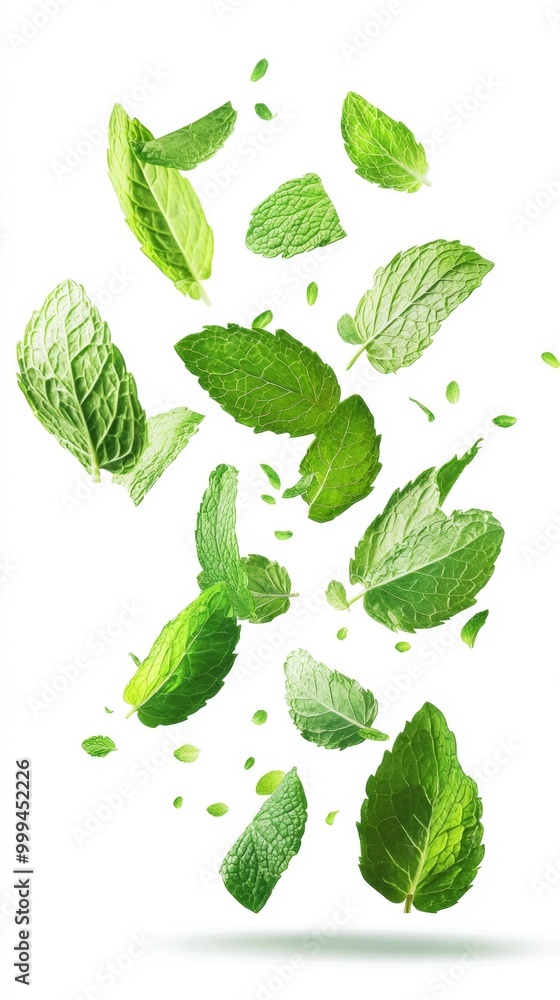 Floating Mint Leaves Generative AI Floating Mint Leaves Generative AI