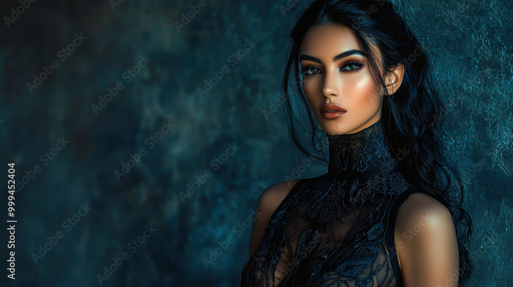 Portrait of a Beautiful Woman in a Black Lace Dress Portrait of a Beautiful Woman in a Black Lace Dress