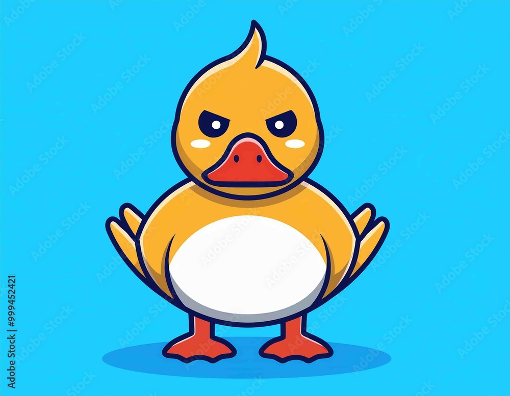 Cute duck mascot with angry expression vector Cute duck mascot with angry expression vector