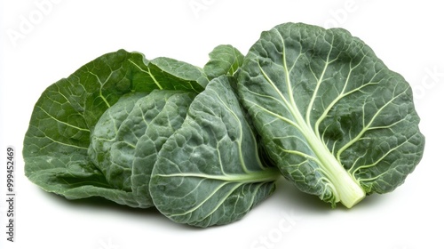 Collard Greens Isolated on White Generative AI