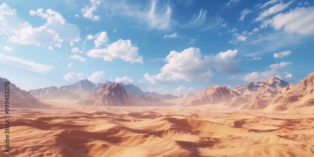 Naklejka premium Desert Landscape with Mountain Range