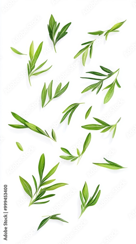 Fototapeta premium Olive Leaves on White Background Generative AI