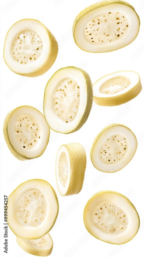 Fototapeta premium Sliced Exotic Squash Floating Generative AI