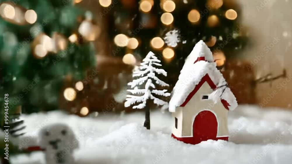 Cozy Holiday Scene with Snowy Decor Cozy Holiday Scene with Snowy Decor
