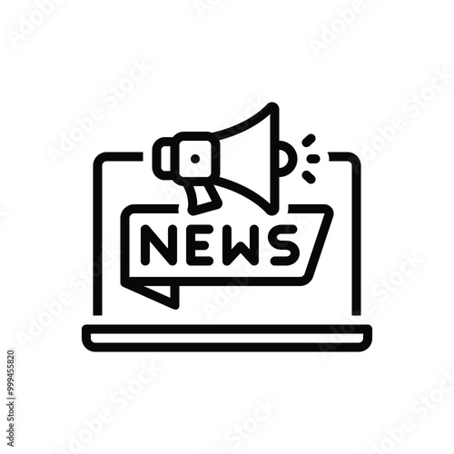 Black line icon for news 
