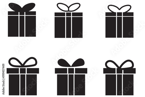 Gift box icon. Gift wrapping symbol. Surprising gift box signs, vector illustration