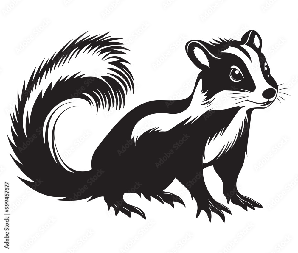 Black and white squirrel, Illustration of squirrel, Skunk vector Black and white squirrel, Illustration of squirrel, Skunk vector