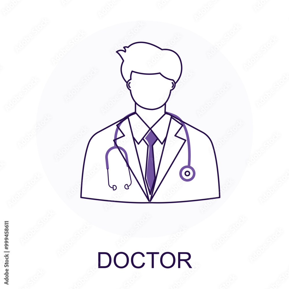 Vector icon for Doctor. Doctor wearing a stethoscope representing healthcare professionals and medical expertise. Vector icon for Doctor. Doctor wearing a stethoscope representing healthcare professionals and medical expertise.