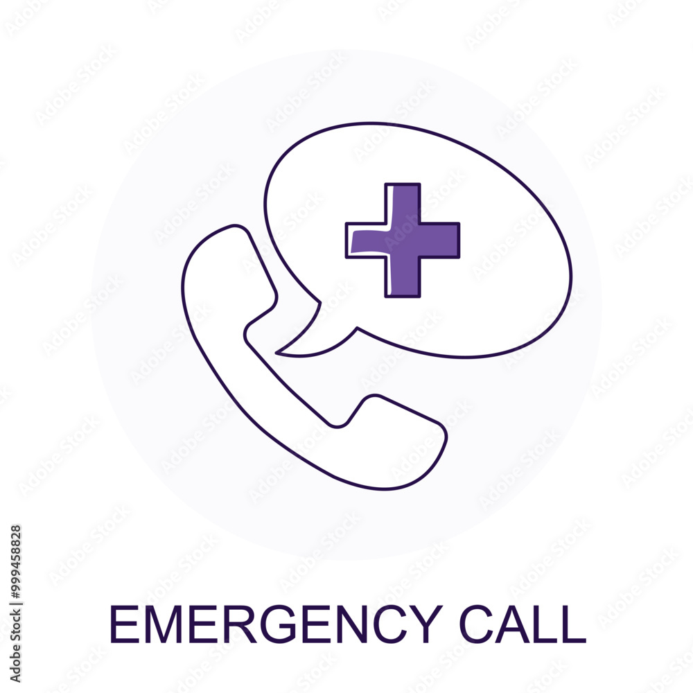 Obraz premium Vector icon for Emergency Call. Telephone with a medical cross symbol representing urgent medical assistance and emergency contact services.