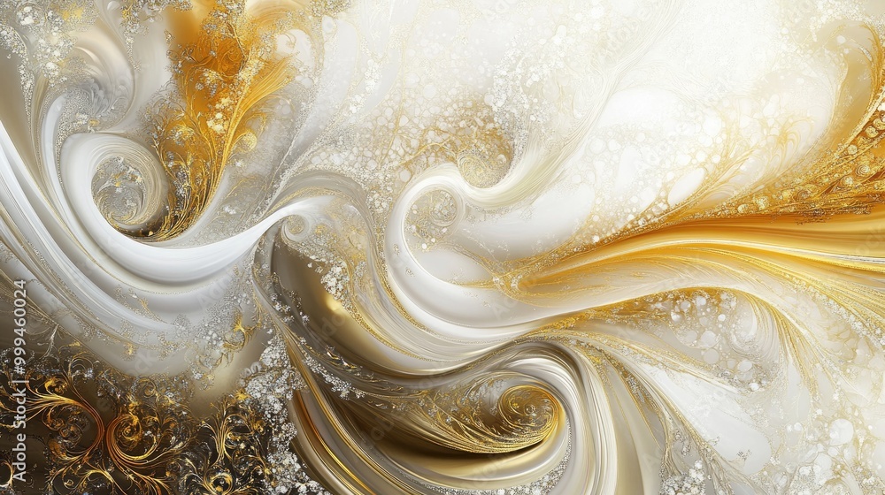 Abstract patterns of growth and flourishing form intricate designs on a white-golden background, symbolizing thriving energy Abstract patterns of growth and flourishing form intricate designs on a white-golden background, symbolizing thriving energy