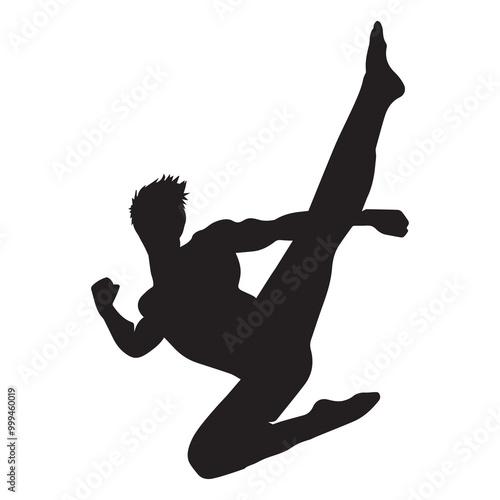 Jazz dance vector illustration in black and white - dancer silhouette design
