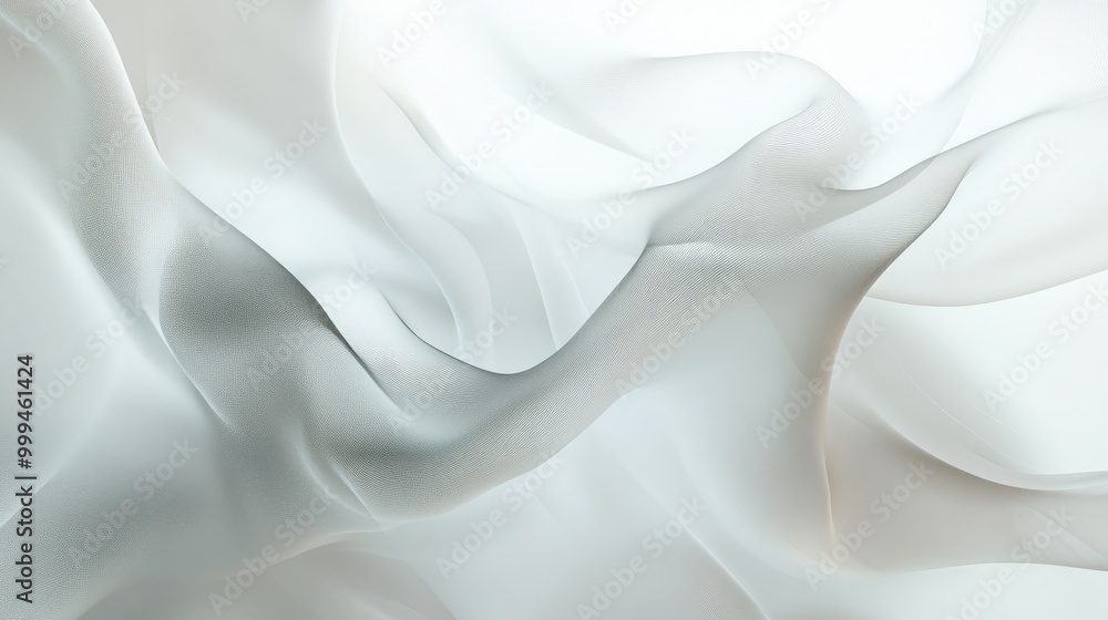 Obraz premium Flowing abstract lines and soft shapes form pure patterns on a white background, creating a visually stunning and artistic scene