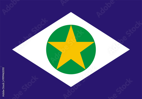 The flag of Mato Grosso state, Brazil, with precise proportions and official colors.
