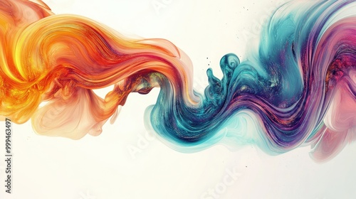 Swirling abstract patterns form intricate signs on a bright white background, presenting a pure and clean artistic display