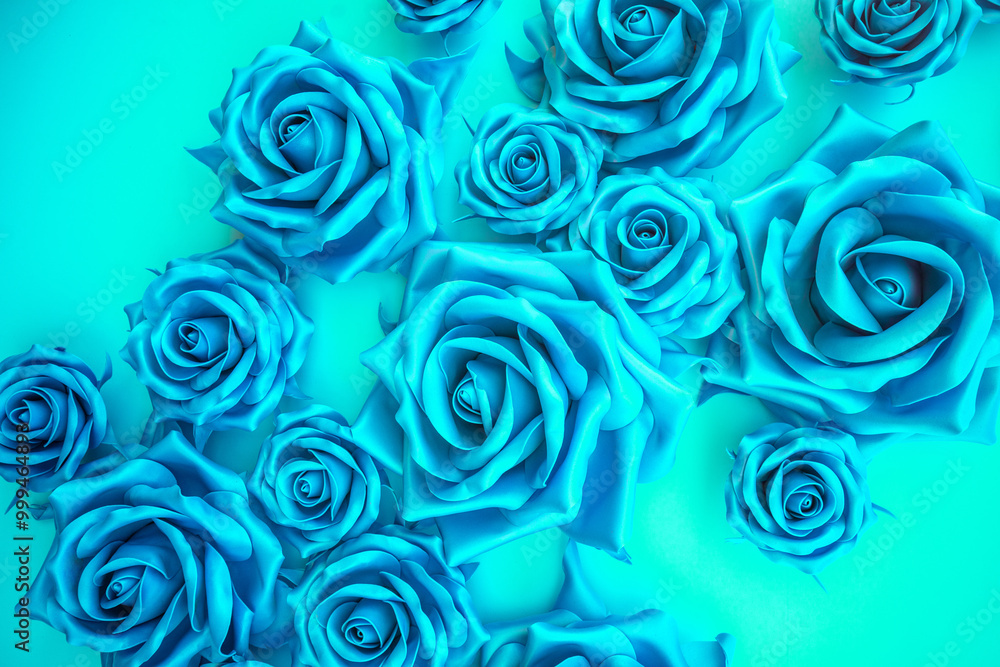 Blue floral background from artificial roses flowers Blue floral background from artificial roses flowers