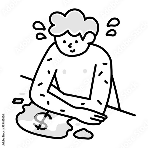 Money dreaming icon in doodle style

