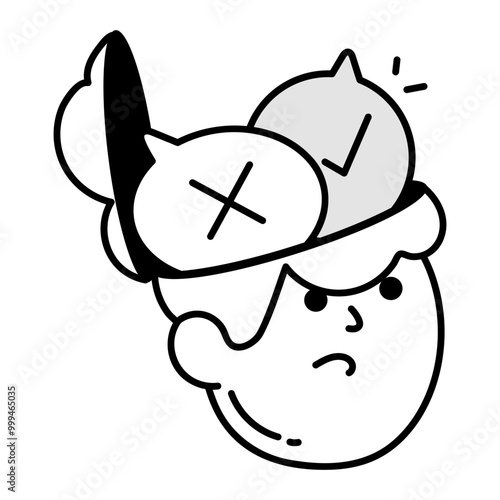 Decision making icon in doodle style

