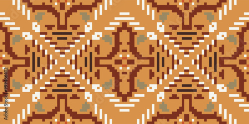Retro Ikat Pattern Sareefolk Embroidery, Aztec Geometric Ornament Print. Design for Carpet, Wallpaper, Clothing, Wrapping, Fabric