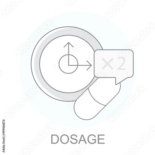 Vector icon for Dosage. Medicine and calendar representing medication dosage and prescription schedules.