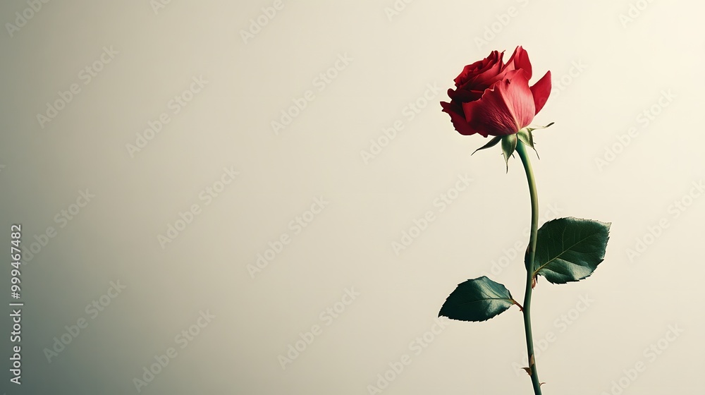 Obraz premium Minimal abstract background with a single falling rose representing the fragility of love