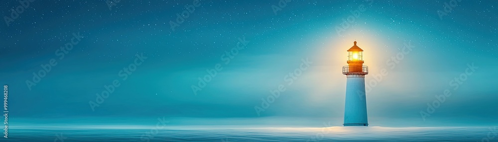 Serene Lighthouse on Calm Ocean at Twilight Serene Lighthouse on Calm Ocean at Twilight