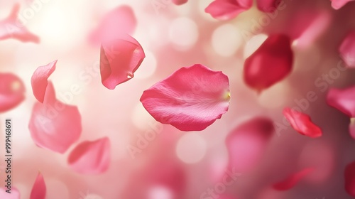 Softly falling rose petals in a minimal abstract background expressing the beauty of love