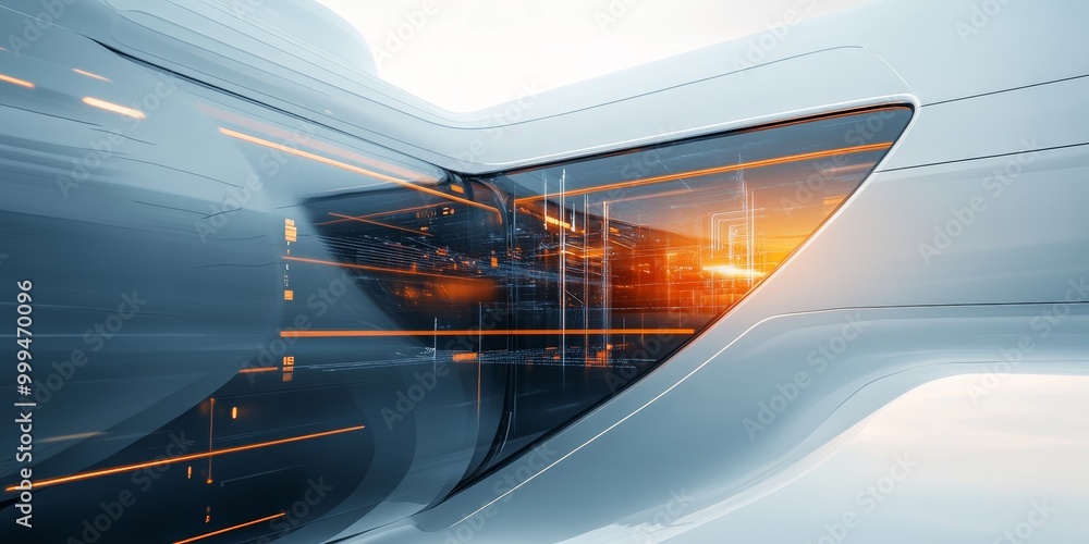 Obraz premium a futuristic building with smart technology, featuring robotic systems, advanced AI, and sleek, high-tech design elements.