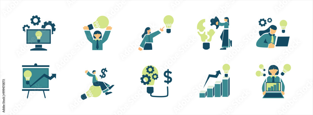Business Innovation flat illustration set. Include of business, innovation, digital, and creative. Vector illustration isolated. Business Innovation flat illustration set. Include of business, innovation, digital, and creative. Vector illustration isolated.